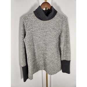 Lands End 2016 Gray Colorblock Marled Turtleneck Sweater Size MP Medium Petite